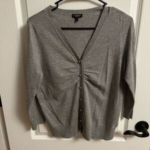 Talbots Charcoal Button-Up Cardigan